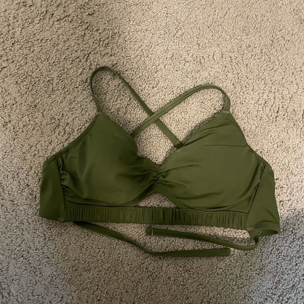 Green Key Hole Underwire Cross Back Bikini Top
